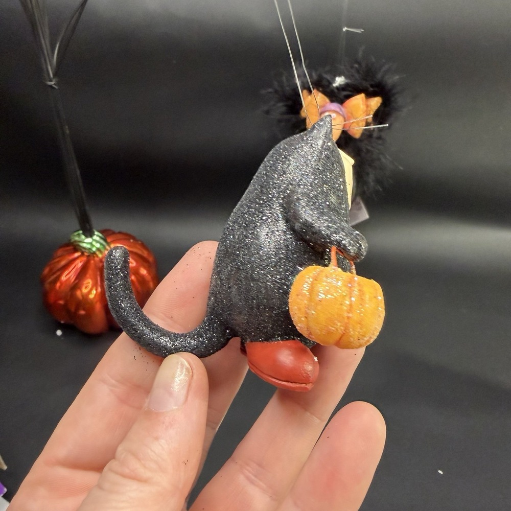 2 Krinkles Cat Witch Spider Ornament DEPT 56 Patience Brewster Halloween Set Box - Picture 4 of 11